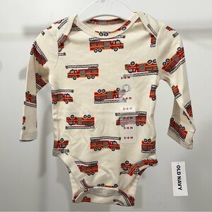 Old Navy Fire Truck Long Sleeve Bodysuit | NWT | 3–6 Months